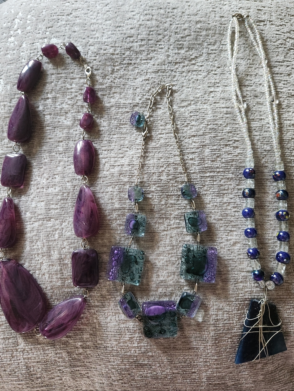 Purple Beaded Statement Necklaces